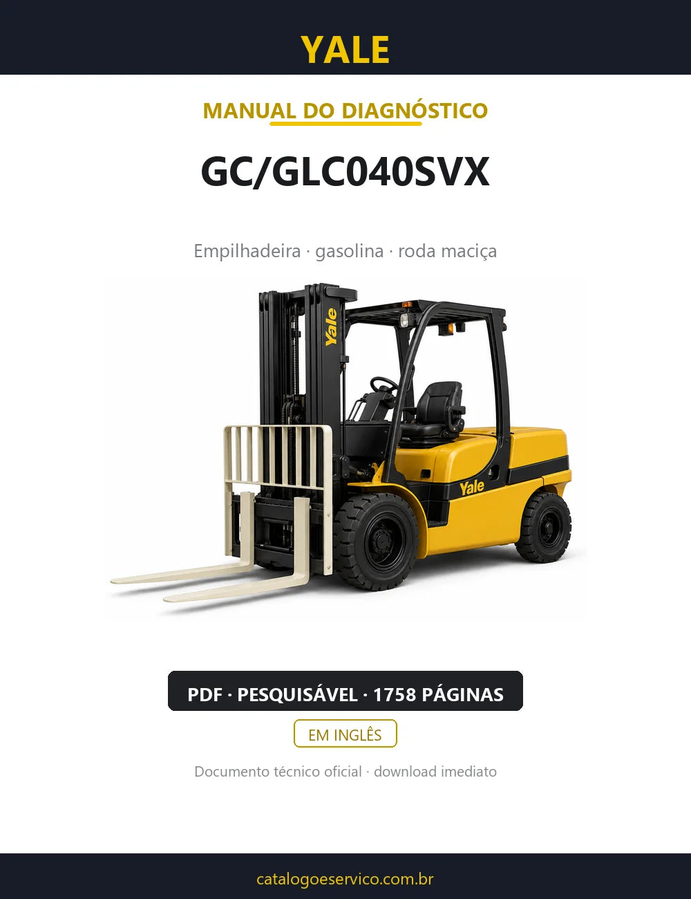 Capa do Manual de Diagnóstico Yale GC/GLC040SVX — empilhadeira, 1758 páginas em PDF