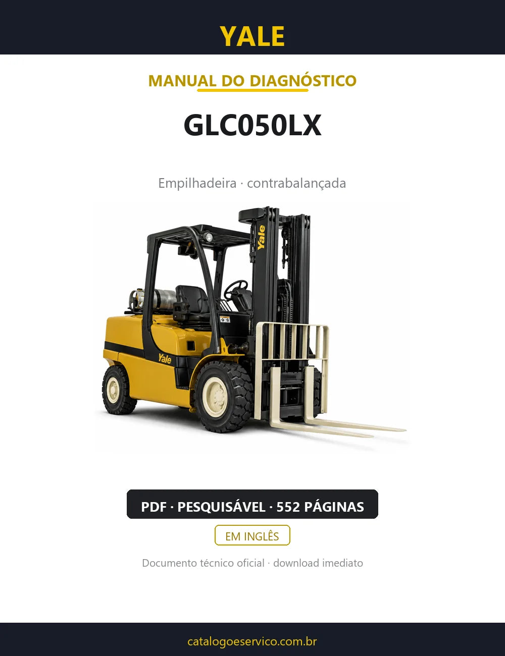 Capa do Manual de Diagnóstico Yale GLC050LX — empilhadeira, 552 páginas em PDF