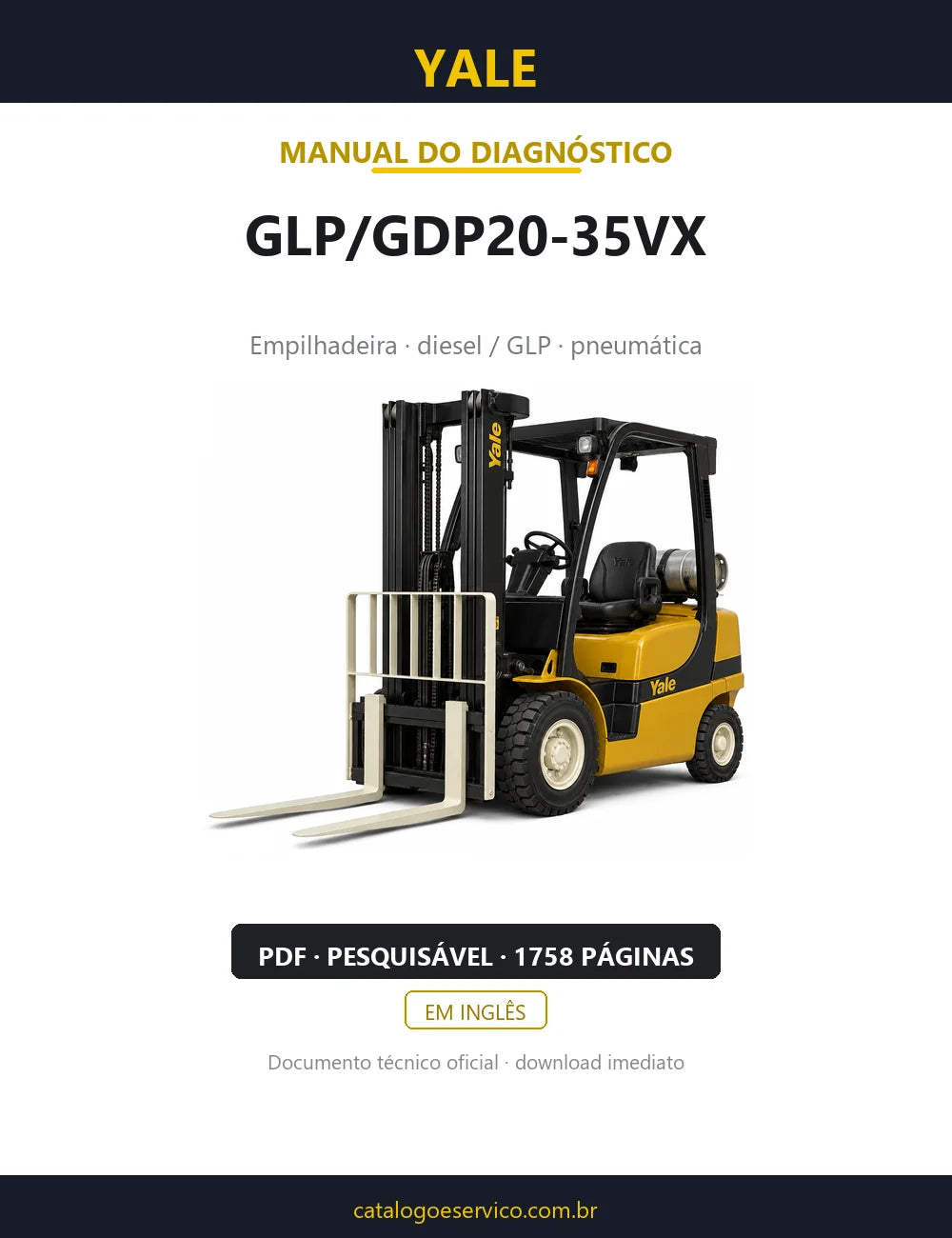 Capa do Manual de Diagnóstico Yale GLP/GDP20-35VX — empilhadeira, 1758 páginas em PDF