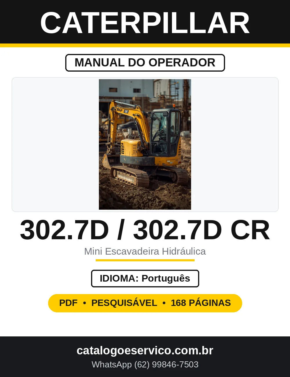 Manual do Operador Caterpillar 302.7D e 302.7D CR — capa