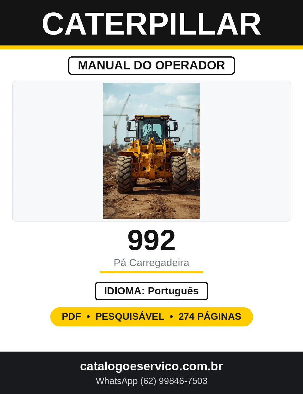 Manual do Operador Caterpillar 992 Pá Carregadeira — capa