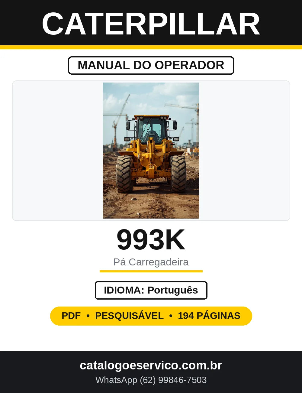 Manual do Operador Caterpillar 993K Pá Carregadeira — capa