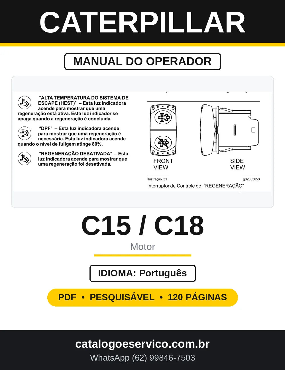 Manual do Operador Caterpillar C15 C18 Motor — capa