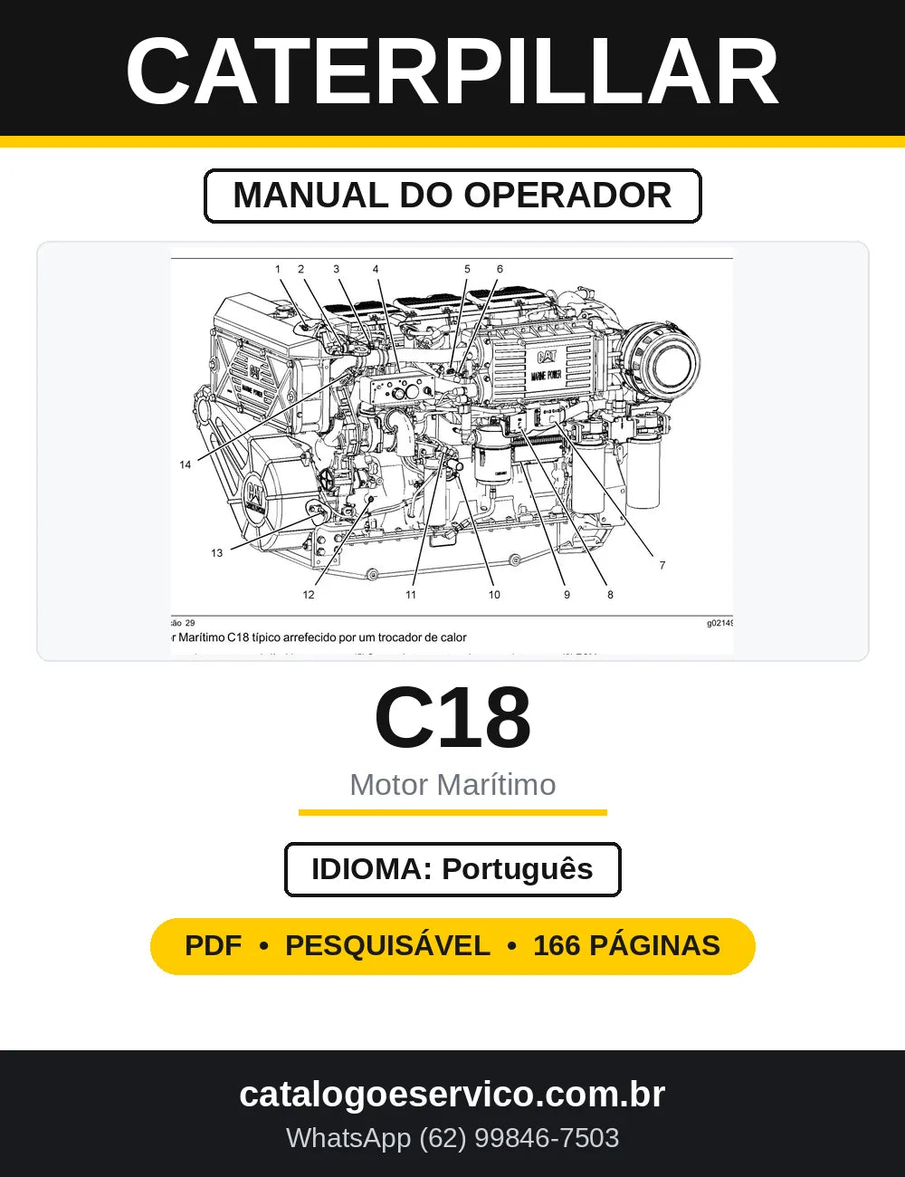 Manual do Operador Caterpillar C18 Marítimo Marine — capa