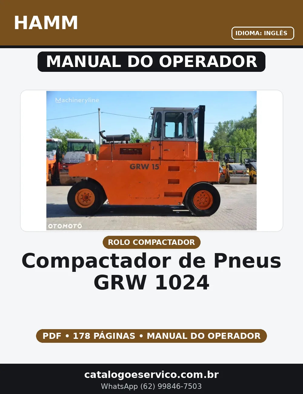 MANUAL DO OPERADOR COMPACTADOR DE PNEUS  GRW  1024 HAMM — capa do manual do operador