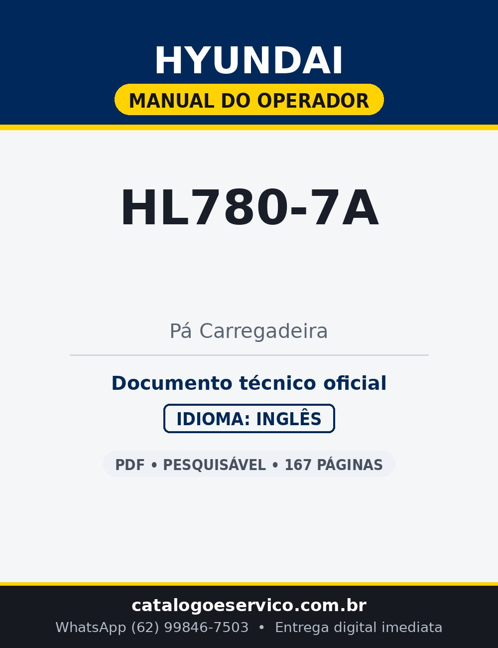 Manual do Operador Hyundai HL780-7A — Pá Carregadeira