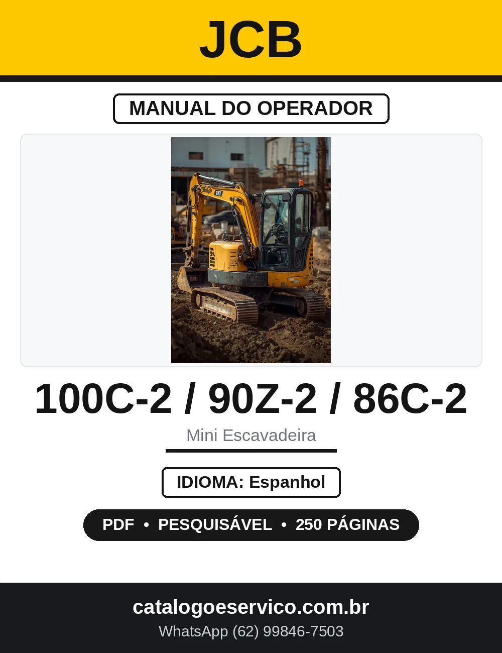 Manual do Operador JCB 100C-2 85Z-2 86C-2 90Z-2 — capa