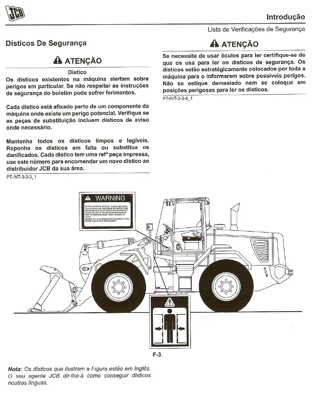 Manual do Operador JCB 426 e 436 Pá Carregadeira — página interna 1