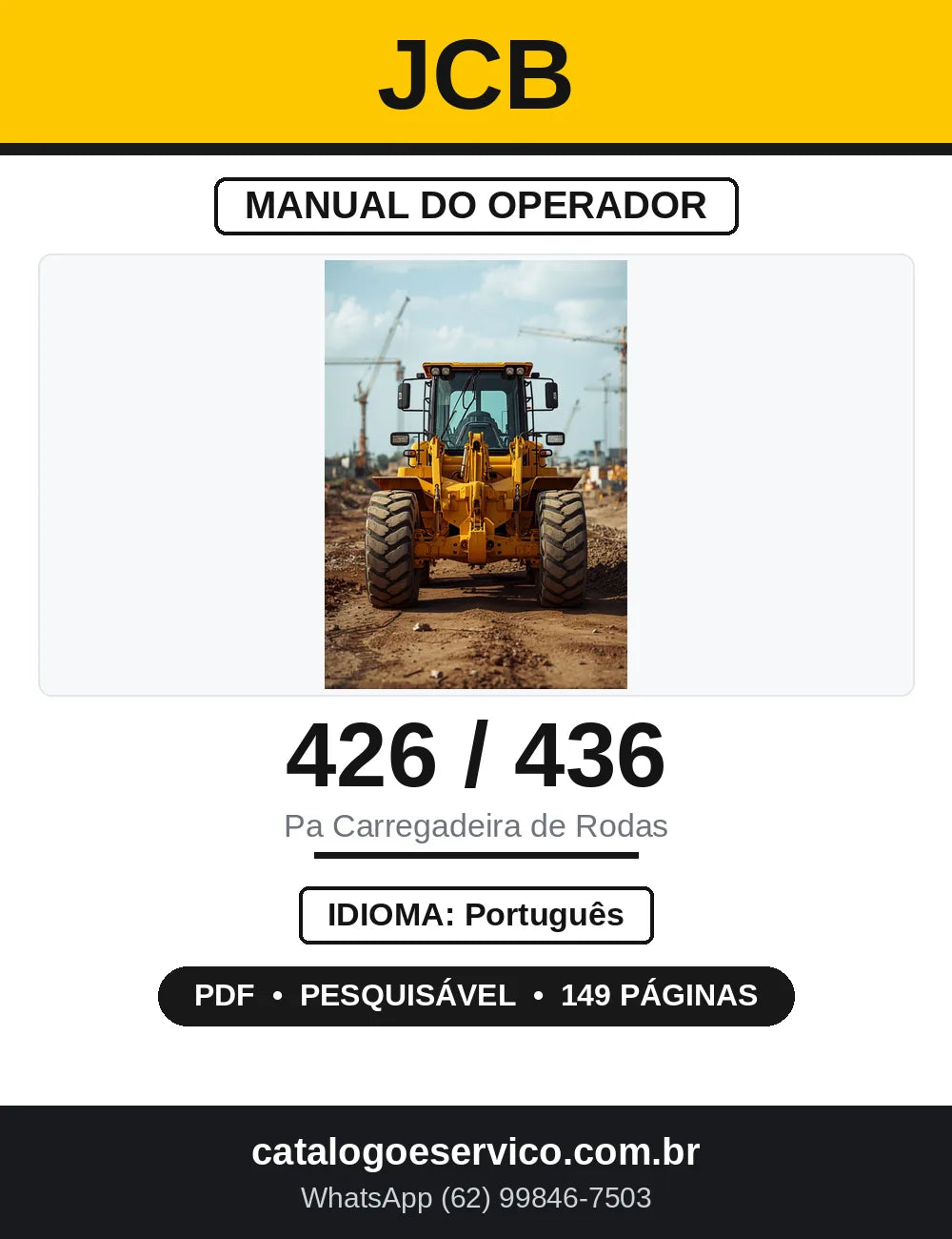 Manual do Operador JCB 426 e 436 Pá Carregadeira — capa
