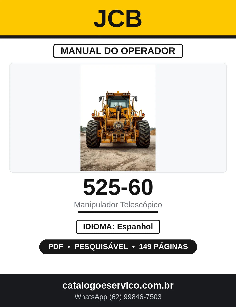 Manual do Operador JCB 525-60 Manipulador Telescópico — capa
