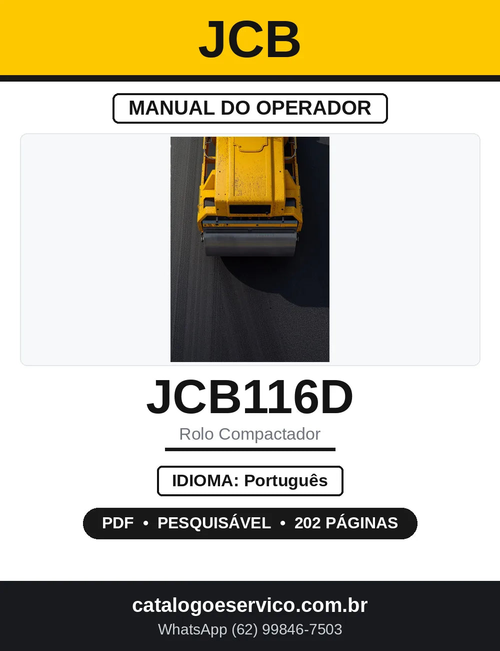 Manual do Operador JCB 116 116D 116DD Rolo Compactador — capa