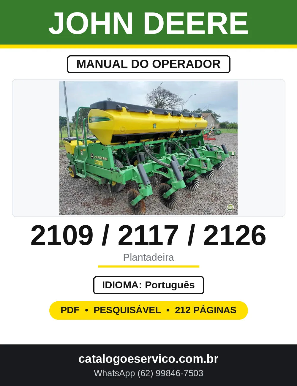 Manual do Operador Plantadeira John Deere 2109 2117 2126 — capa