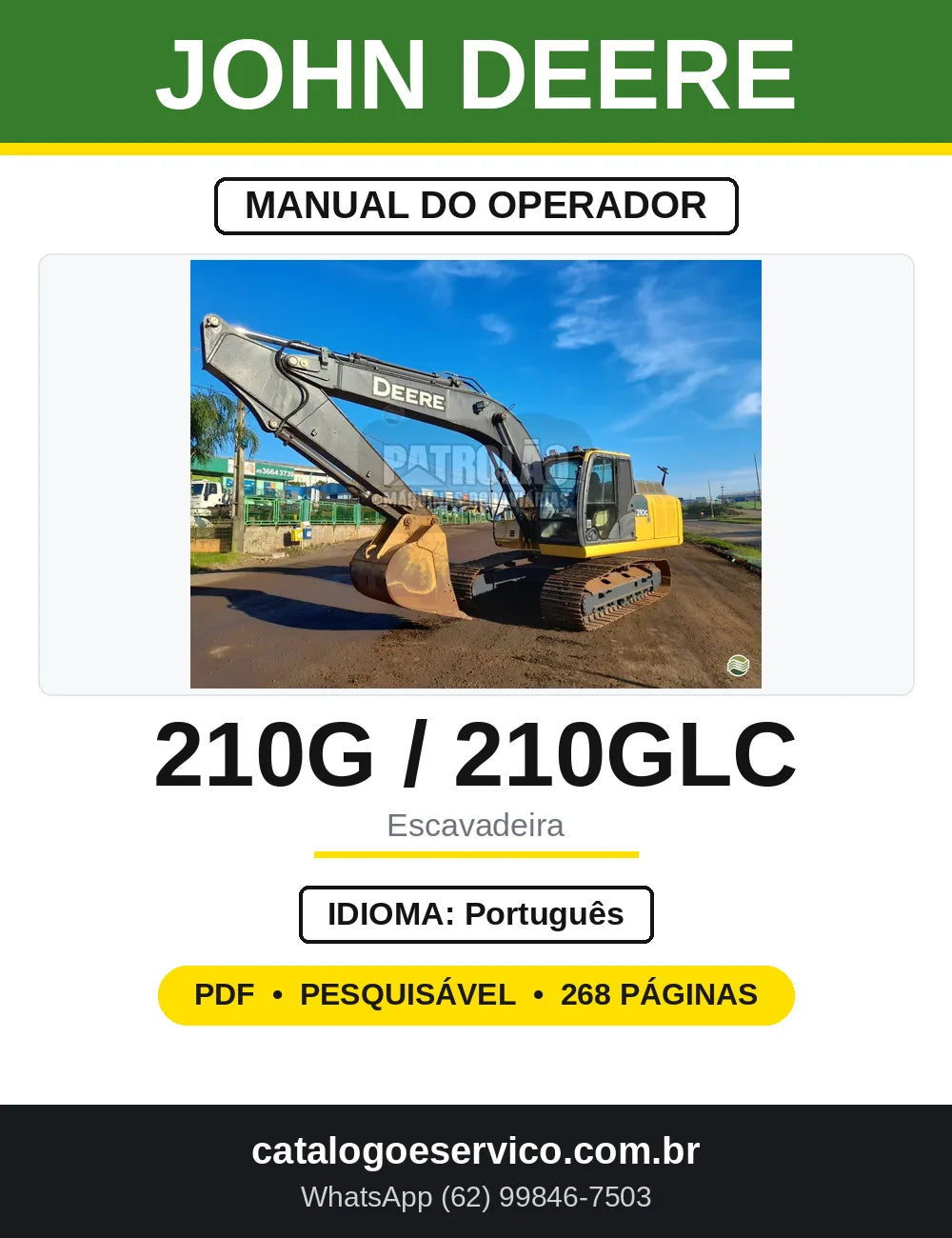 Manual do Operador John Deere 210G e 210GLC — capa