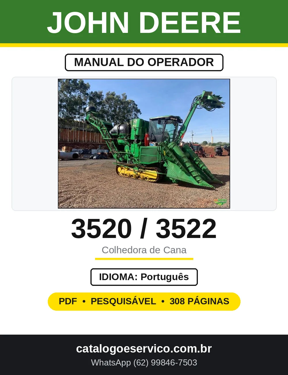 Manual do Operador John Deere 3520 e 3522 Colhedora — capa