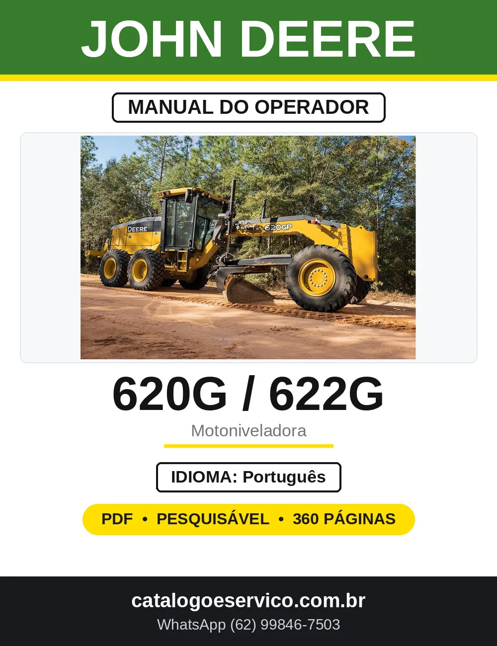 Manual do Operador John Deere 620G 620GP 622G 622GP — capa