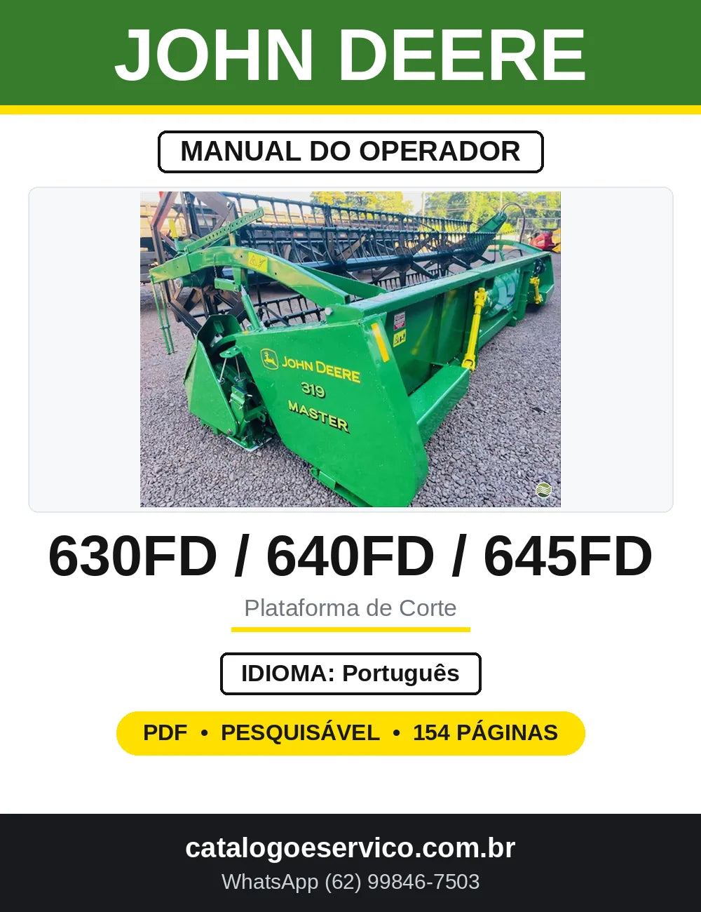 Manual do Operador John Deere 630FD 640FD 645FD — capa