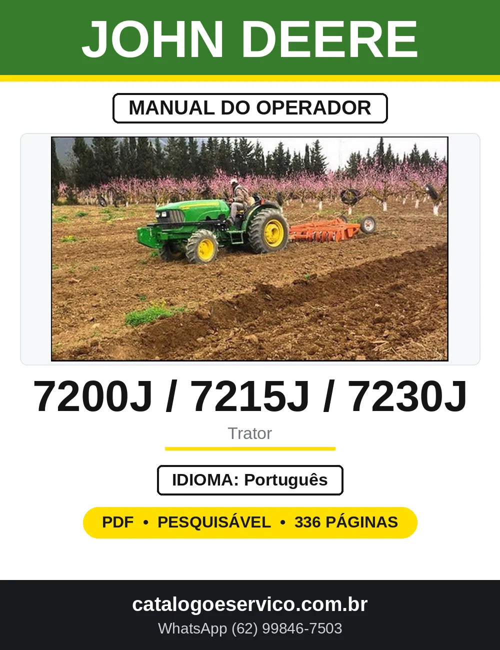 Manual do Operador John Deere 7200J 7215J 7230J Trator — capa