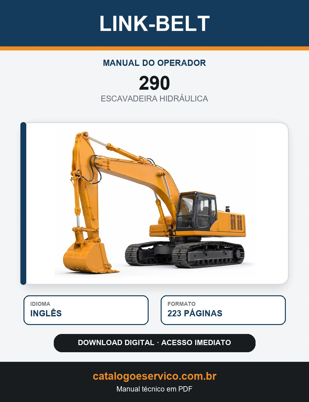 Manual do Operador Link-Belt 290 Escavadeira Hidráulica