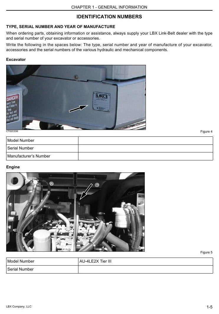 Manual do Operador Link-Belt 75 Escavadeira Hidráulica — página interna 1