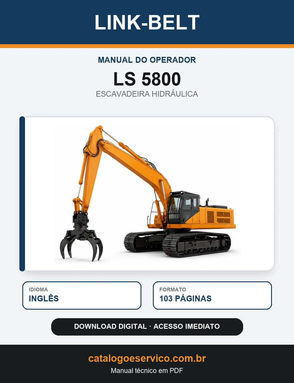 Manual do Operador Link-Belt LS 5800 Escavadeira Hidráulica