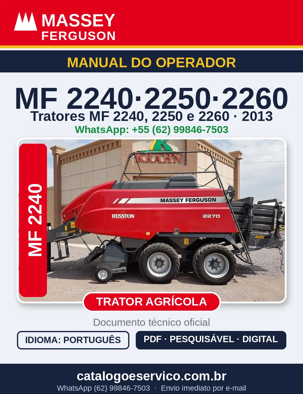 MANUAL DO OPERADOR MASSEY FERGUSON - 2240, 2250, 2260 - 2013