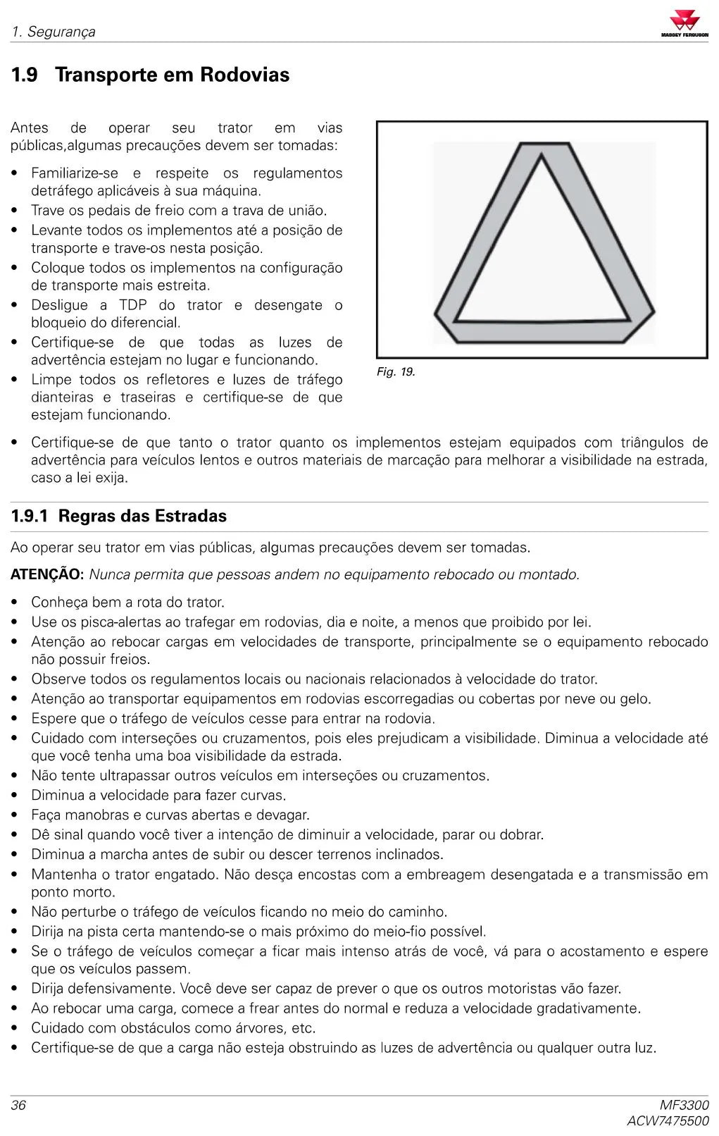 Manual do Operador — Tratores Massey Ferguson MF 3306, 3307 e 3308 (Série 3300 · 2019) — página interna