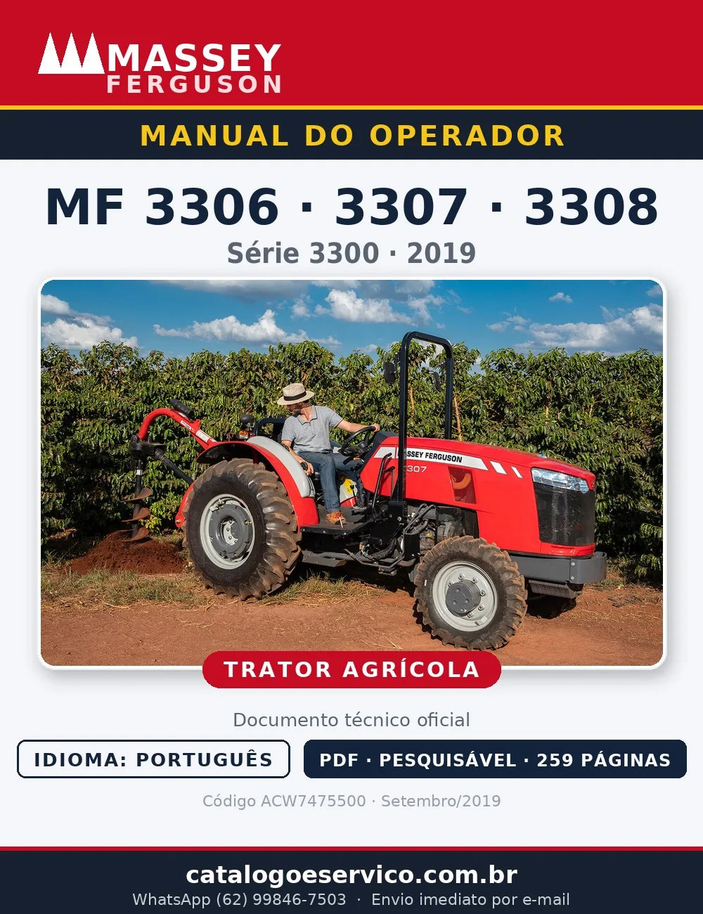 Manual do Operador — Tratores Massey Ferguson MF 3306, 3307 e 3308 (Série 3300 · 2019)