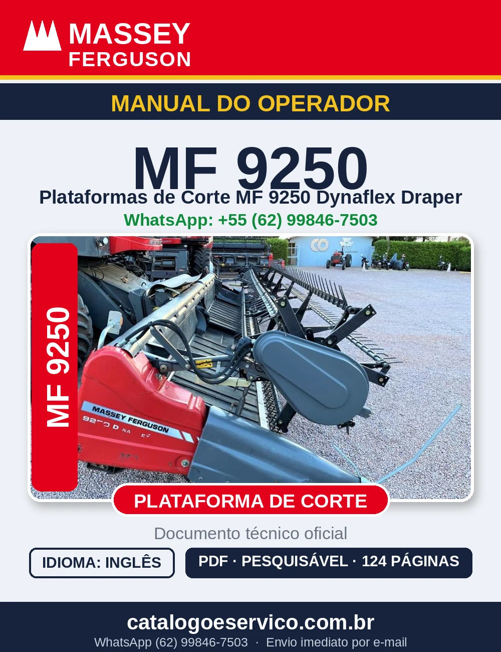 MANUAL DO OPERADOR MASSEY FERGUSON - 9250 DYNAFLEX DRAPER