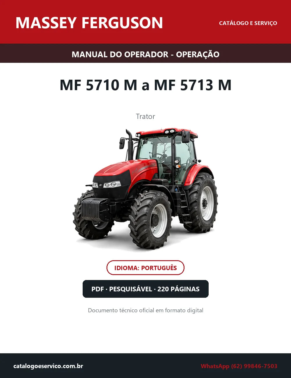 Manual do Operador — Operação Massey Ferguson MF 5710 M a MF 5713 M — Trator — 2025 — 220 Páginas em PDF