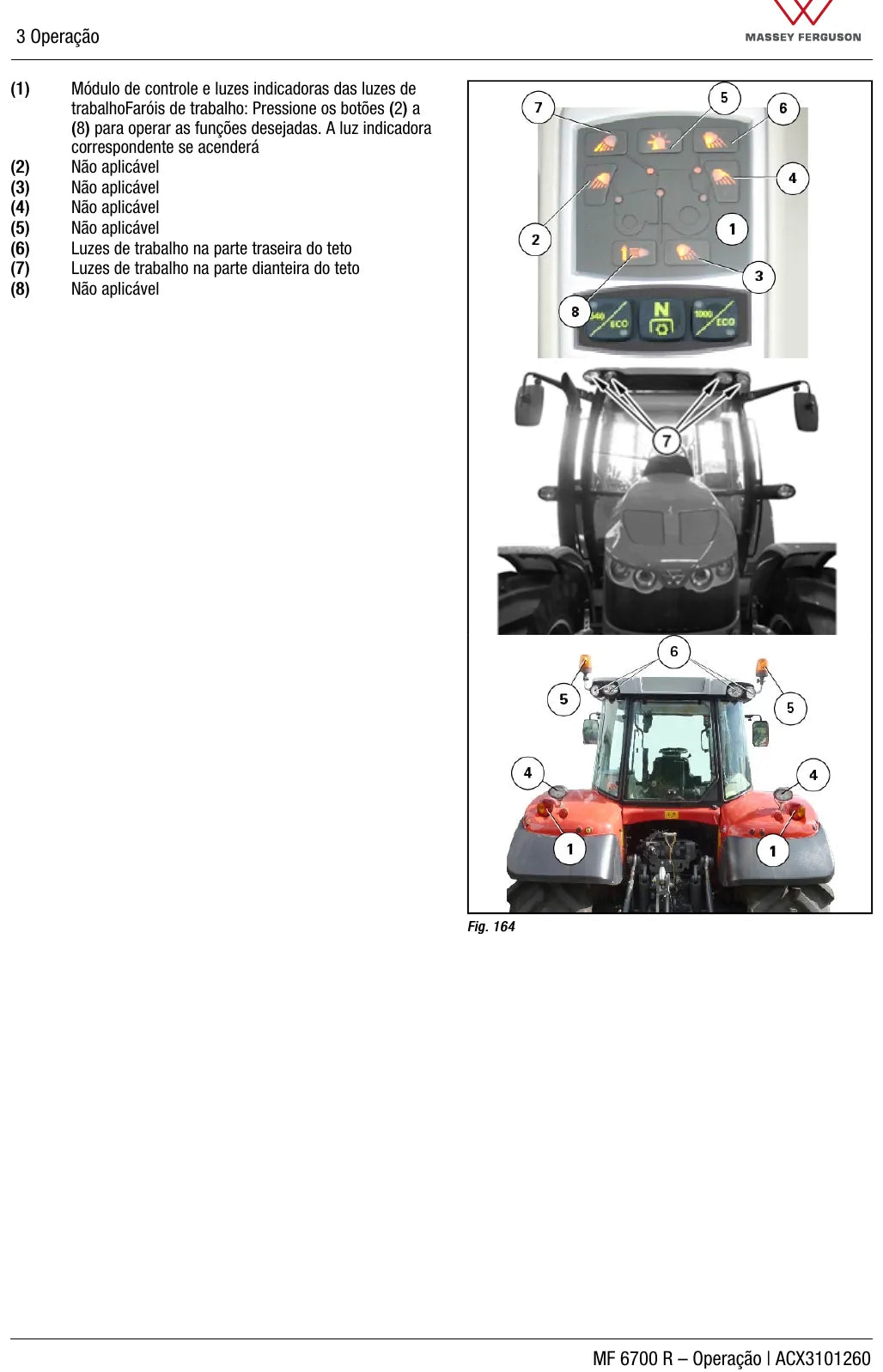 Manual do Operador Massey Ferguson MF 6711 R a MF 6714 R — Trator — Edições 2015 e 2024 — 262 e 272 Páginas em PDF — página interna 3