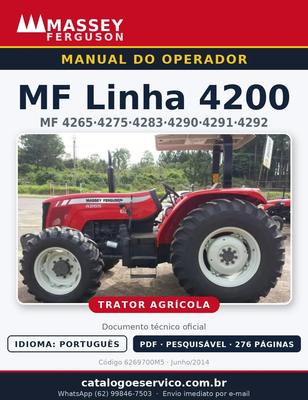 Manual do Operador — Tratores Massey Ferguson MF 4265, 4275, 4283, 4290, 4291 e 4292 (Linha 4200 · 2014)