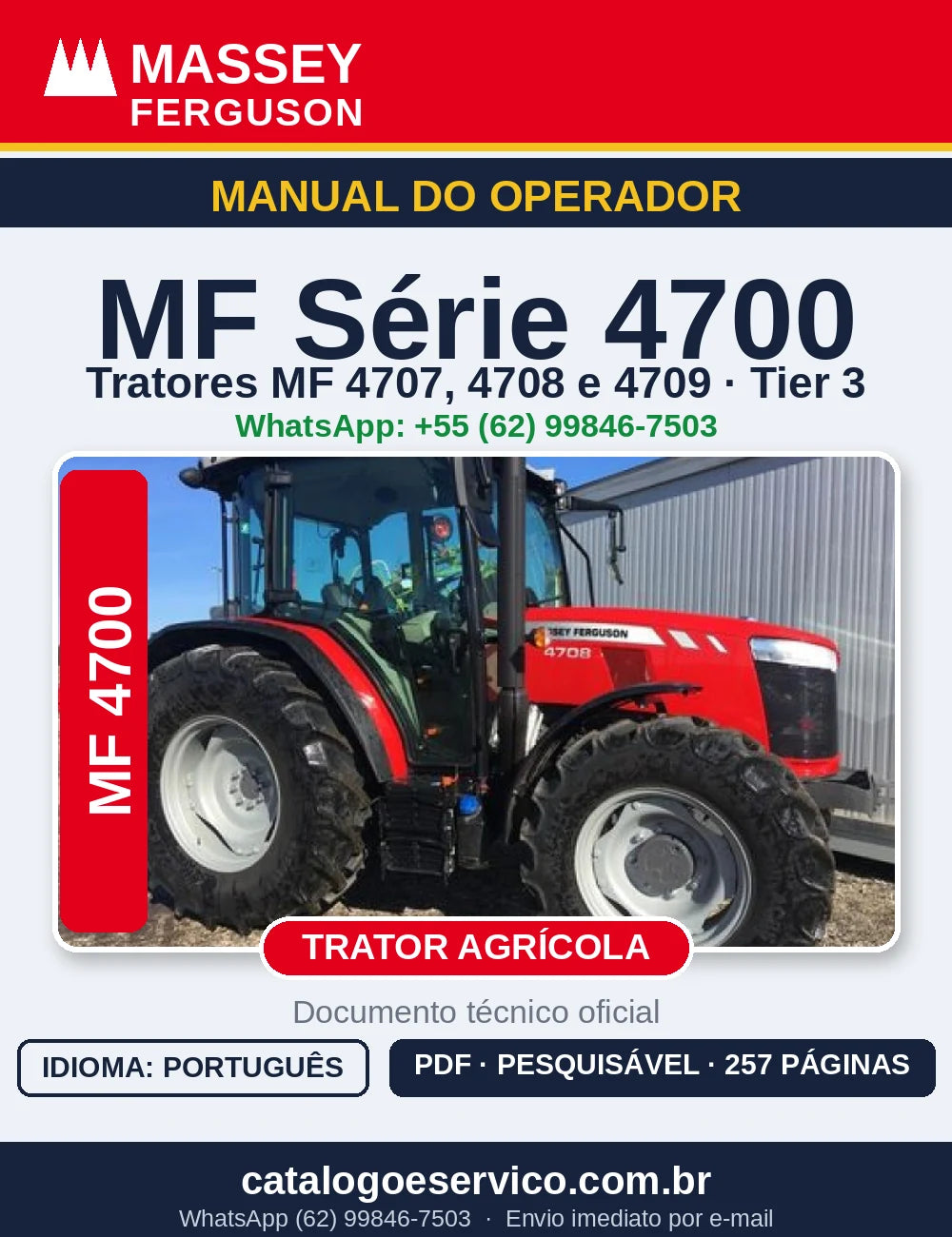 MANUAL DO OPERADOR MASSEY FERGUSON - MF4707, 4708,4709 TIER3