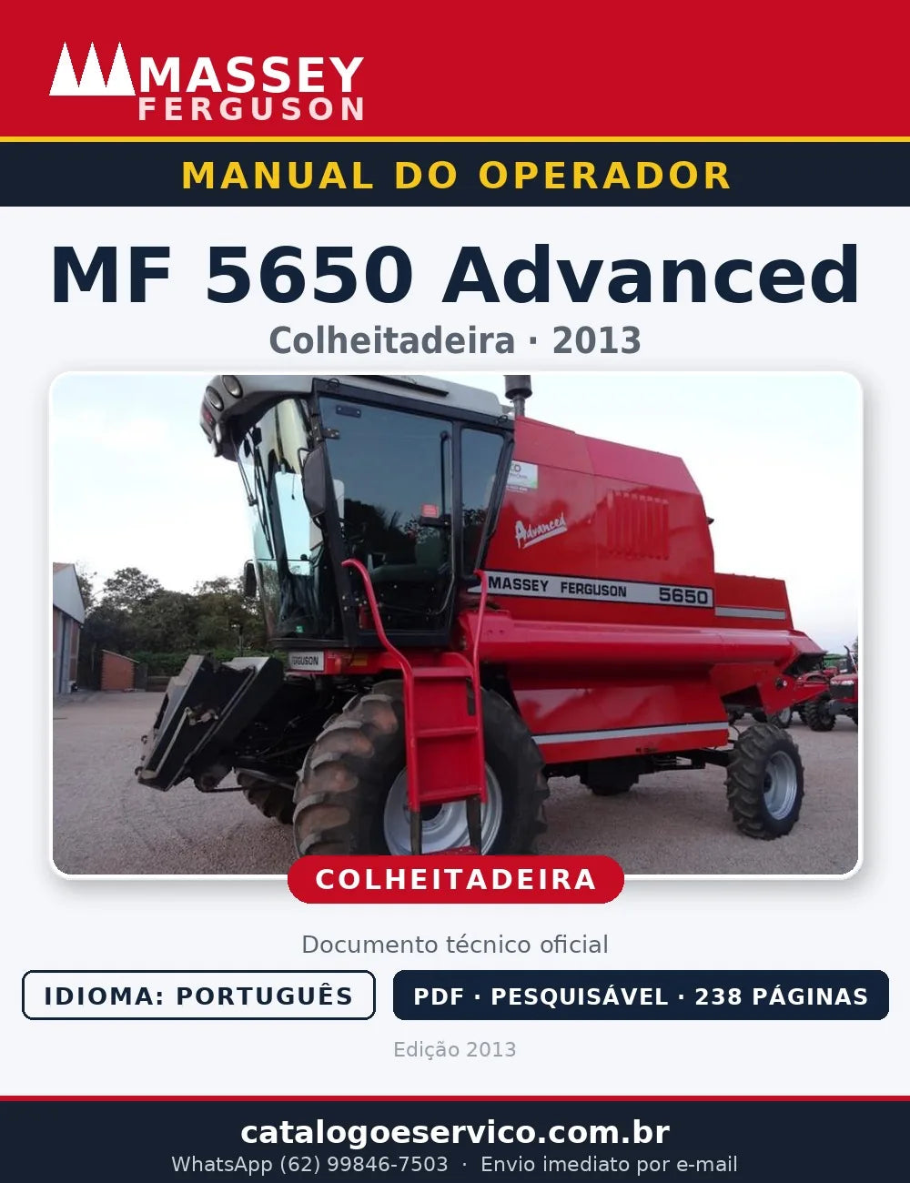 Manual do Operador — Colheitadeira Massey Ferguson MF 5650 Advanced (2013)