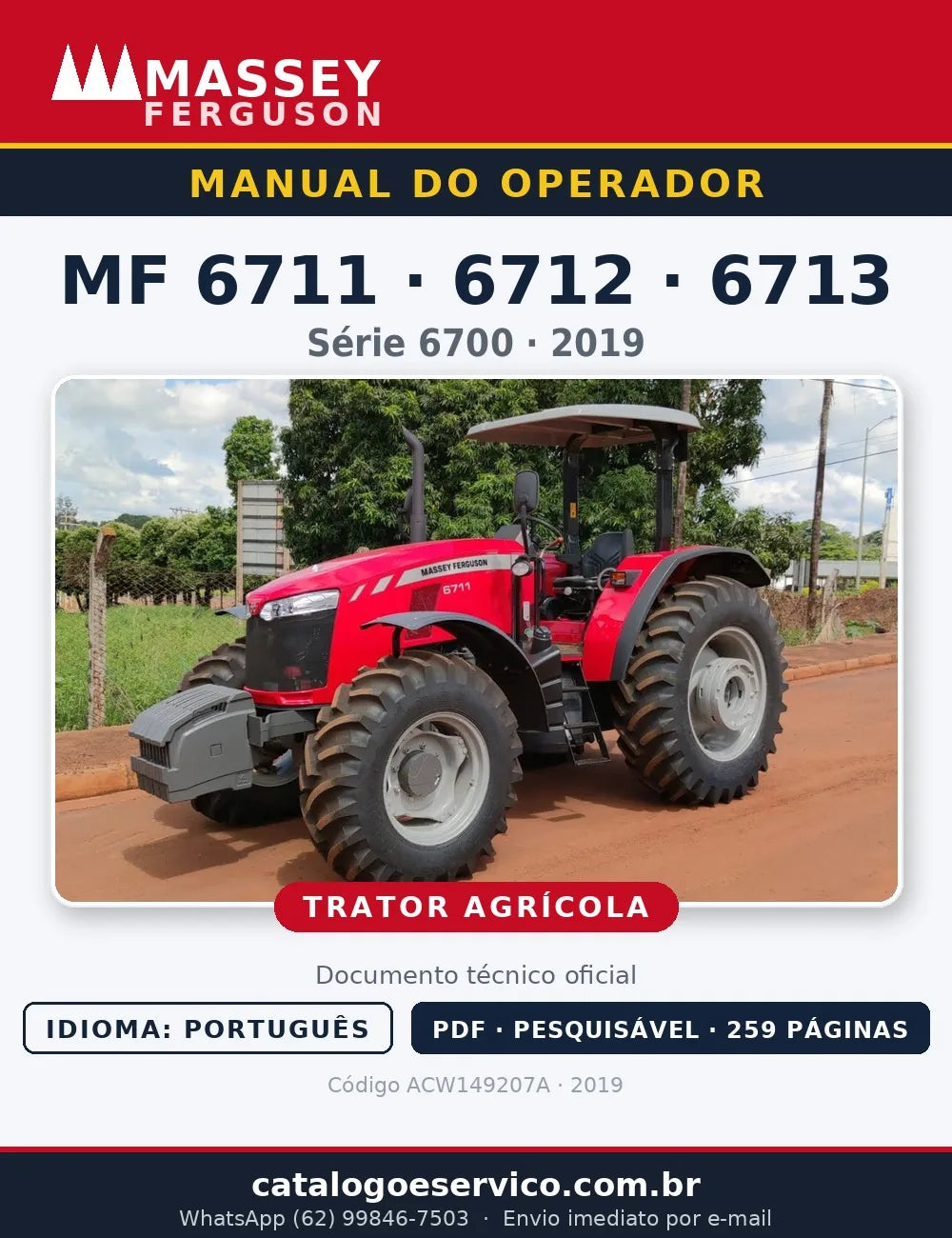Manual do Operador — Tratores Massey Ferguson MF 6711, 6712 e 6713 (Série 6700 · 2019)