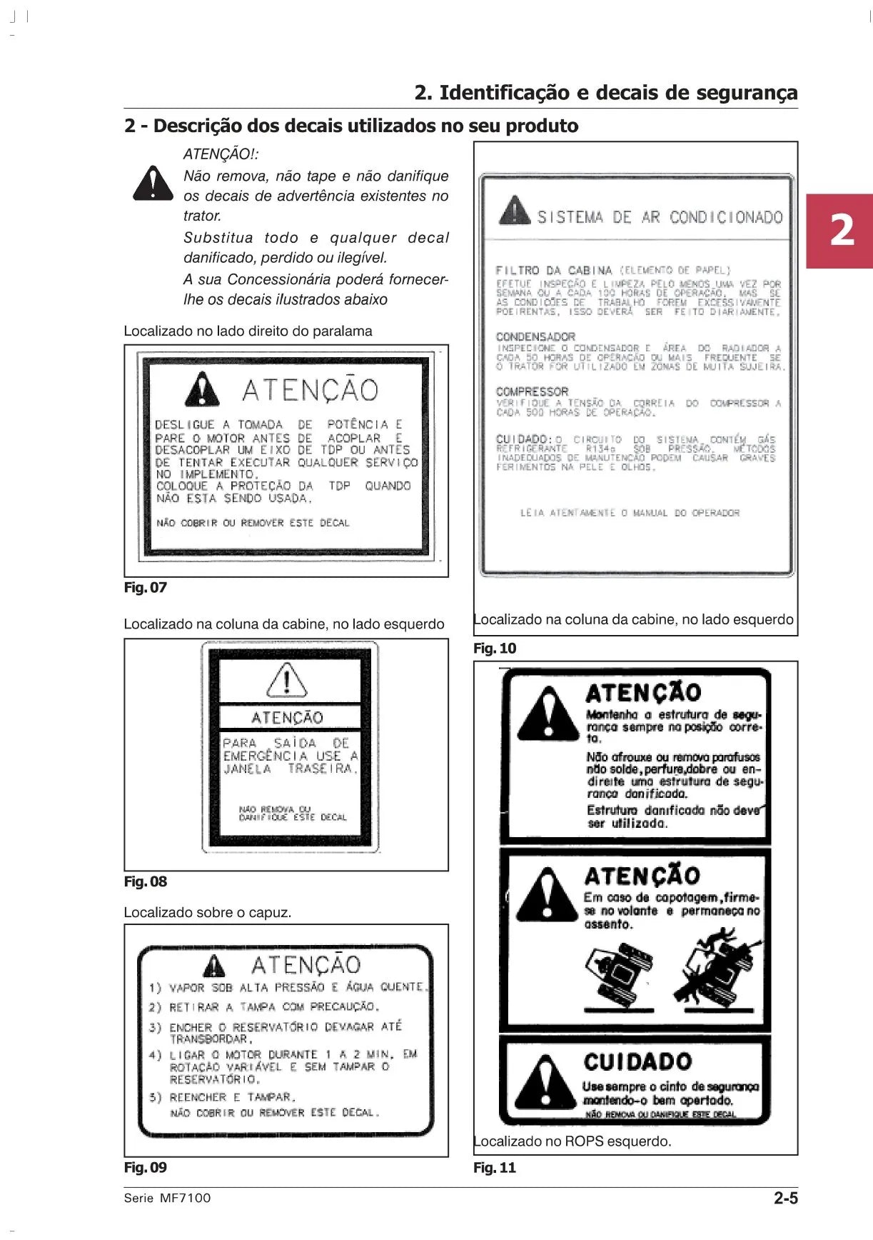 Manual do Operador — Tratores Massey Ferguson MF 7140, 7150, 7170 e 7180 (Série 7100 · versões F para grua) — página interna