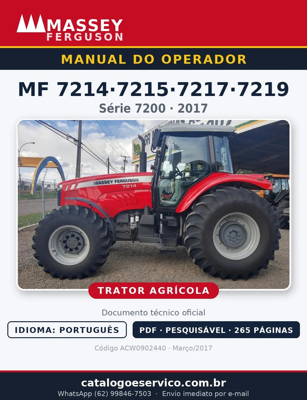 Manual do Operador — Tratores Massey Ferguson MF 7214, 7215, 7217 e 7219 (Série 7200 · 2017)