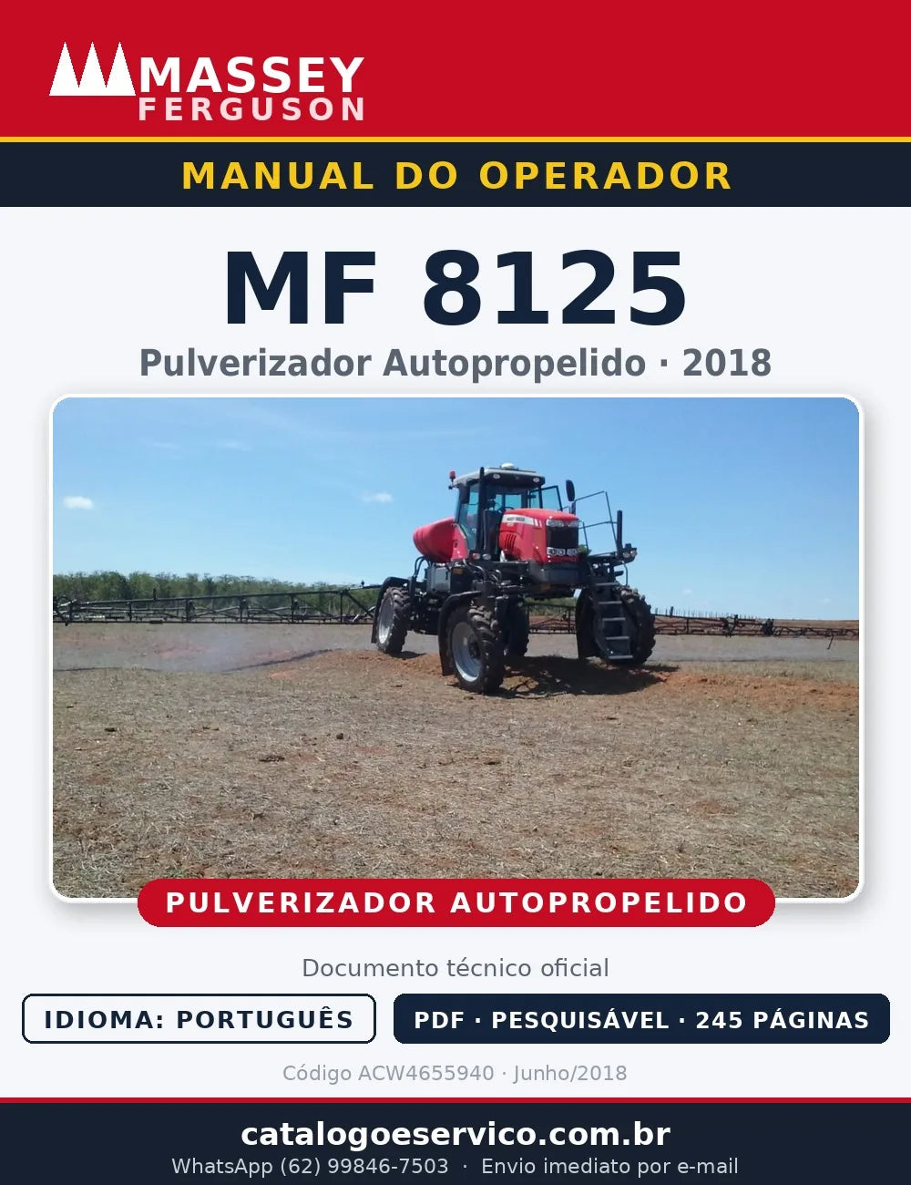 Manual do Operador — Pulverizador Massey Ferguson MF 8125 (2018)
