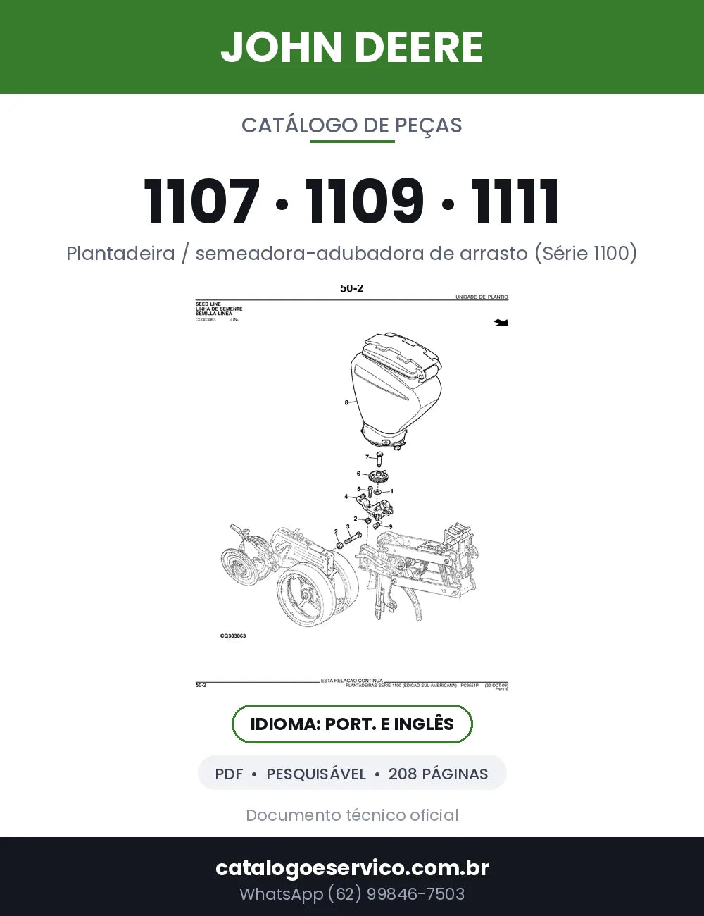 Capa — Catálogo de Peças John Deere 1107 / 1109 / 1111 em PDF