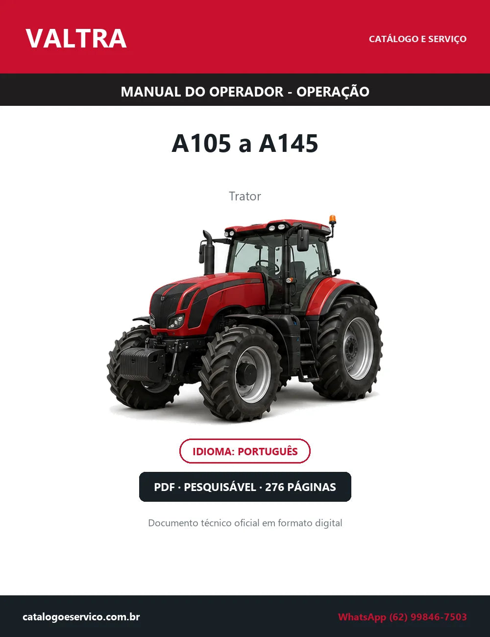 Manual do Operador — Operação Valtra A105 a A145 — Trator — 2025 — 276 Páginas em PDF