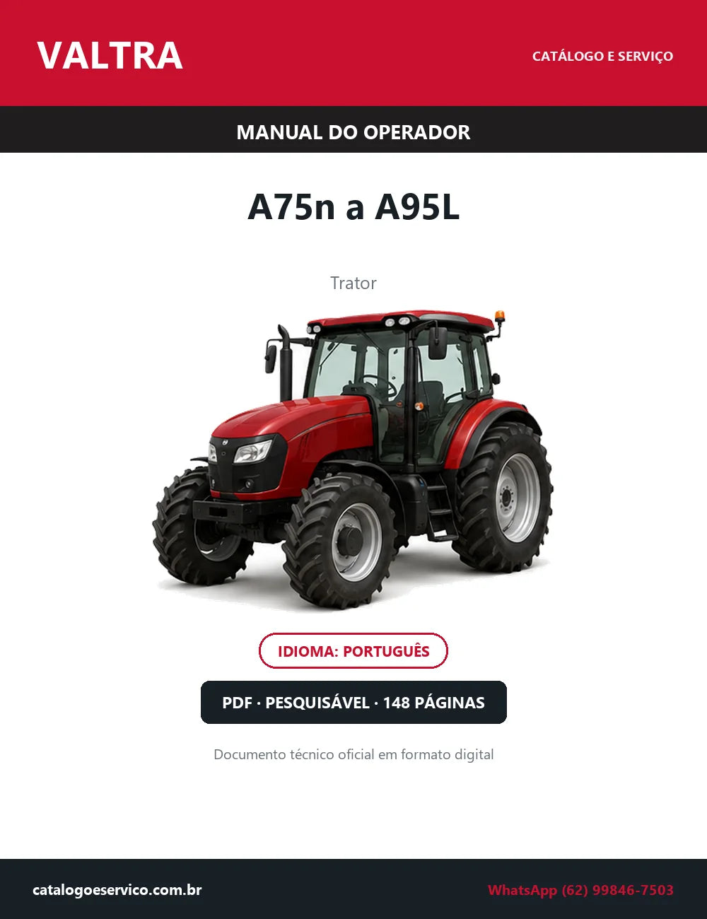 Manual do Operador Valtra A75n a A95L — Trator — 2006 — 148 Páginas em PDF