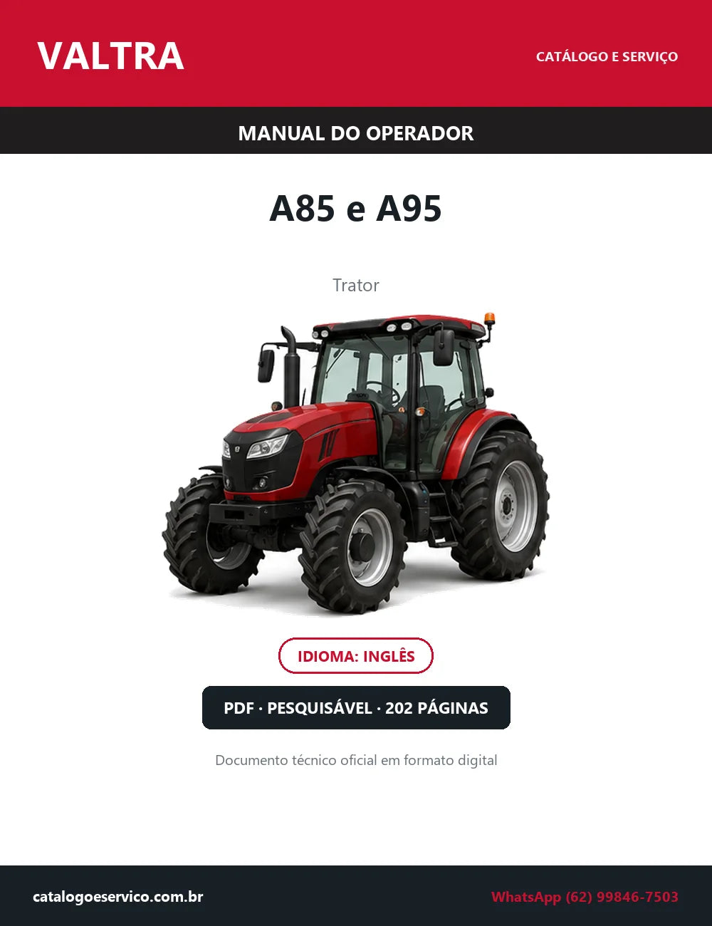 Manual do Operador Valtra A85 e A95 — Trator — 2018 — 202 Páginas em PDF