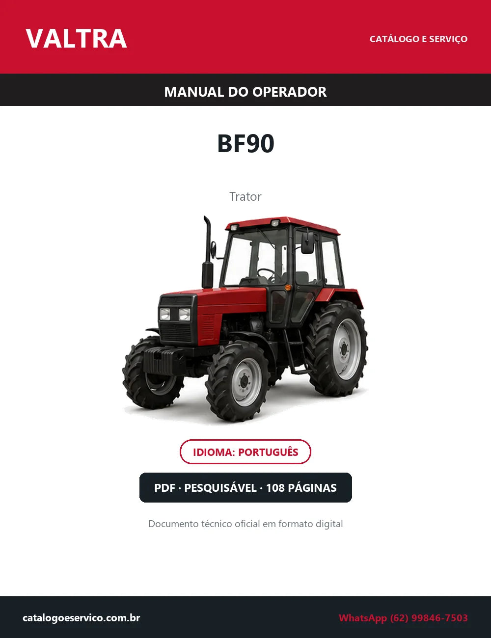 Manual do Operador Valtra BF90 — Trator — 2011 — 108 Páginas em PDF