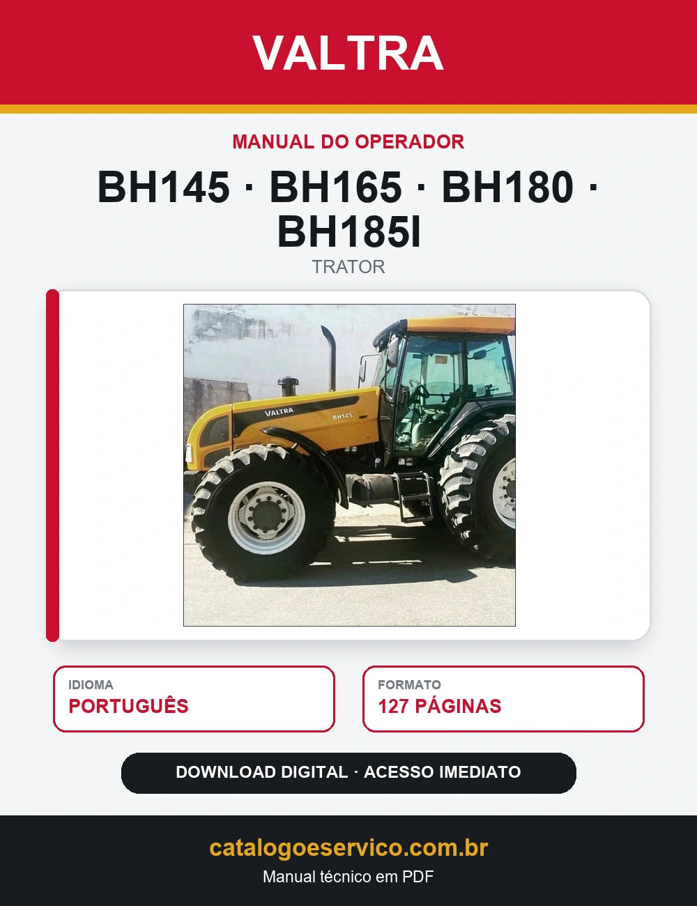 Manual do Operador VALTRA - BH145\BH165\BH180\BH185I - Trator