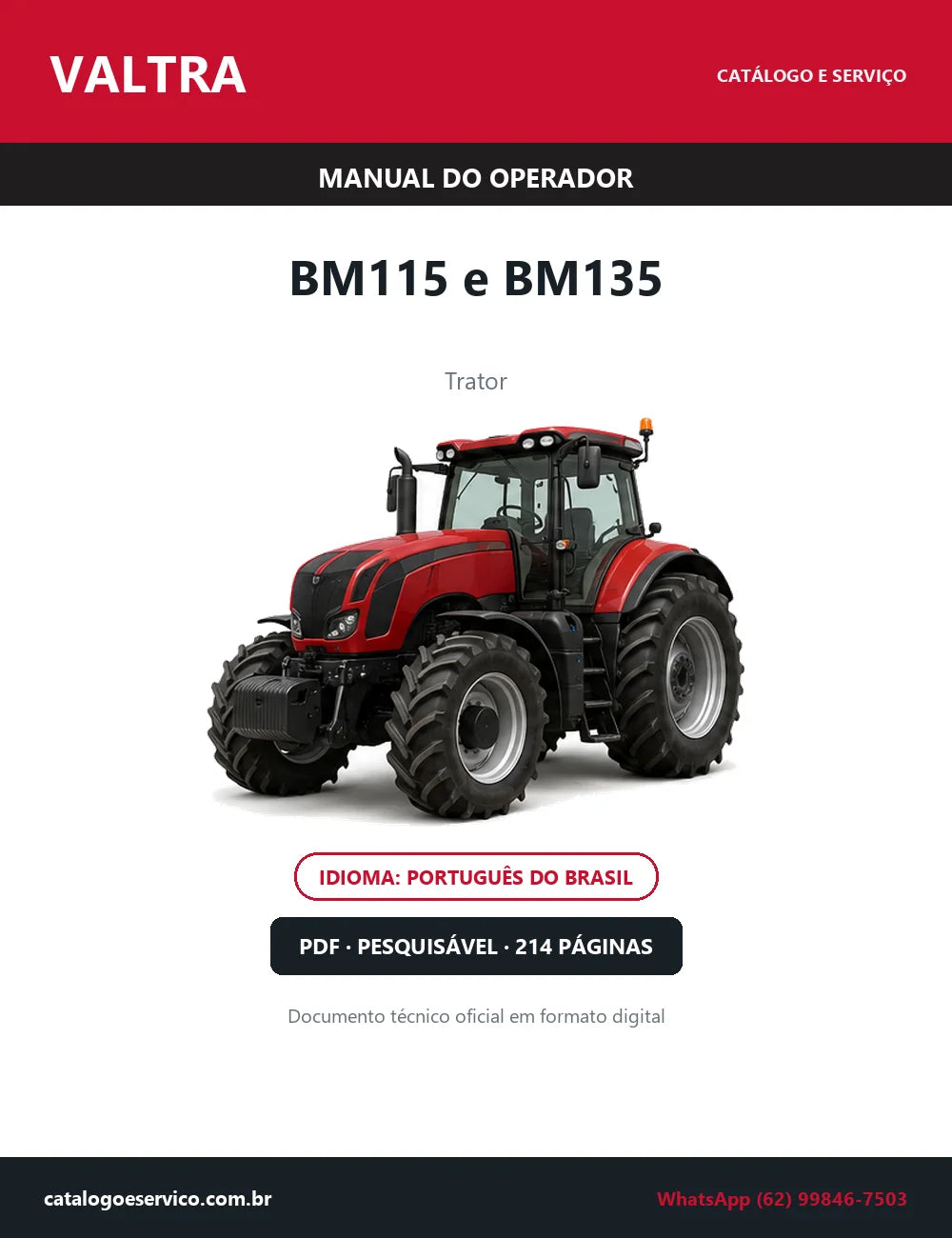 Manual do Operador Valtra BM115 e BM135 — Trator — 2023 — 214 Páginas em PDF