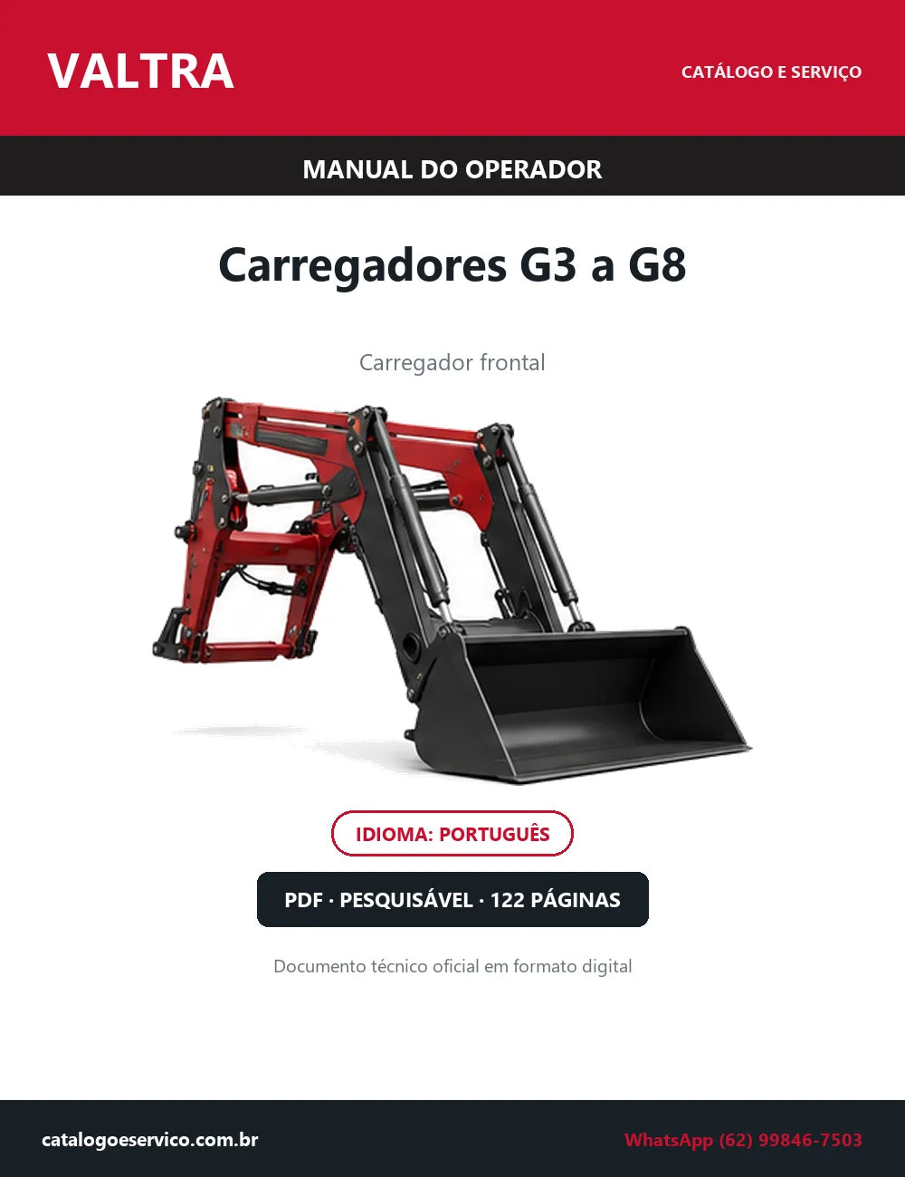 Manual do Operador Valtra Carregadores G3 a G8 — Carregador Frontal — 2023 — 122 Páginas em PDF