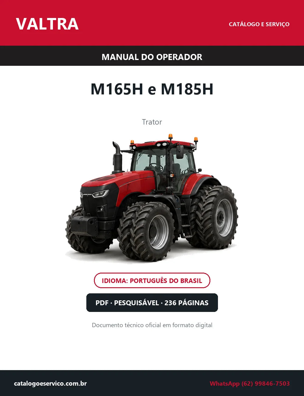 Manual do Operador Valtra M165H e M185H — Trator — 2025 — 236 Páginas em PDF