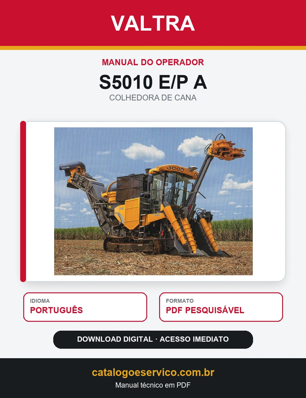 Manual do Operador Valtra - S5010 E/p a - 2014 - Colhedora de Cana