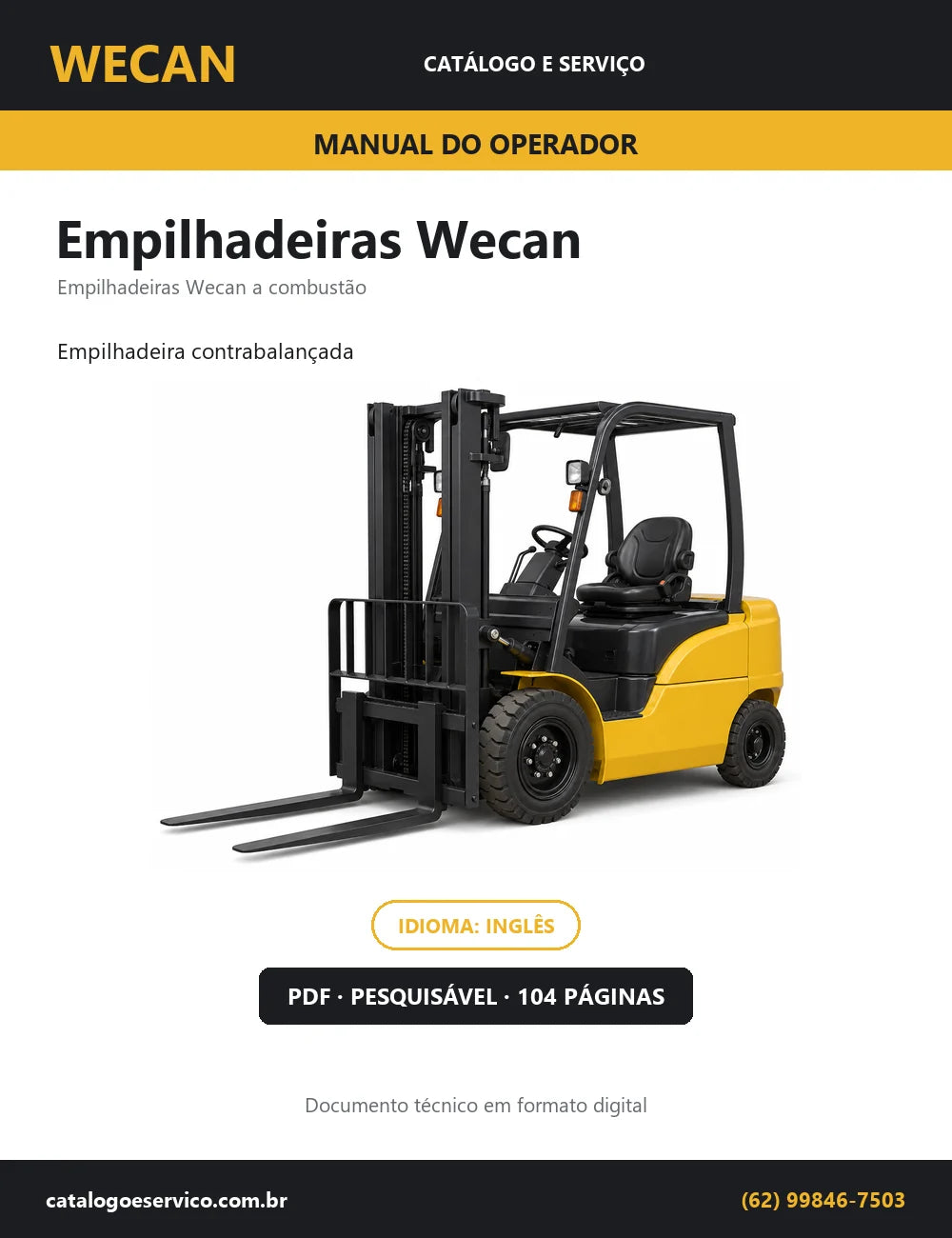 Capa do Manual do Operador Wecan Empilhadeiras Wecan — empilhadeira contrabalançada, 104 páginas em PDF