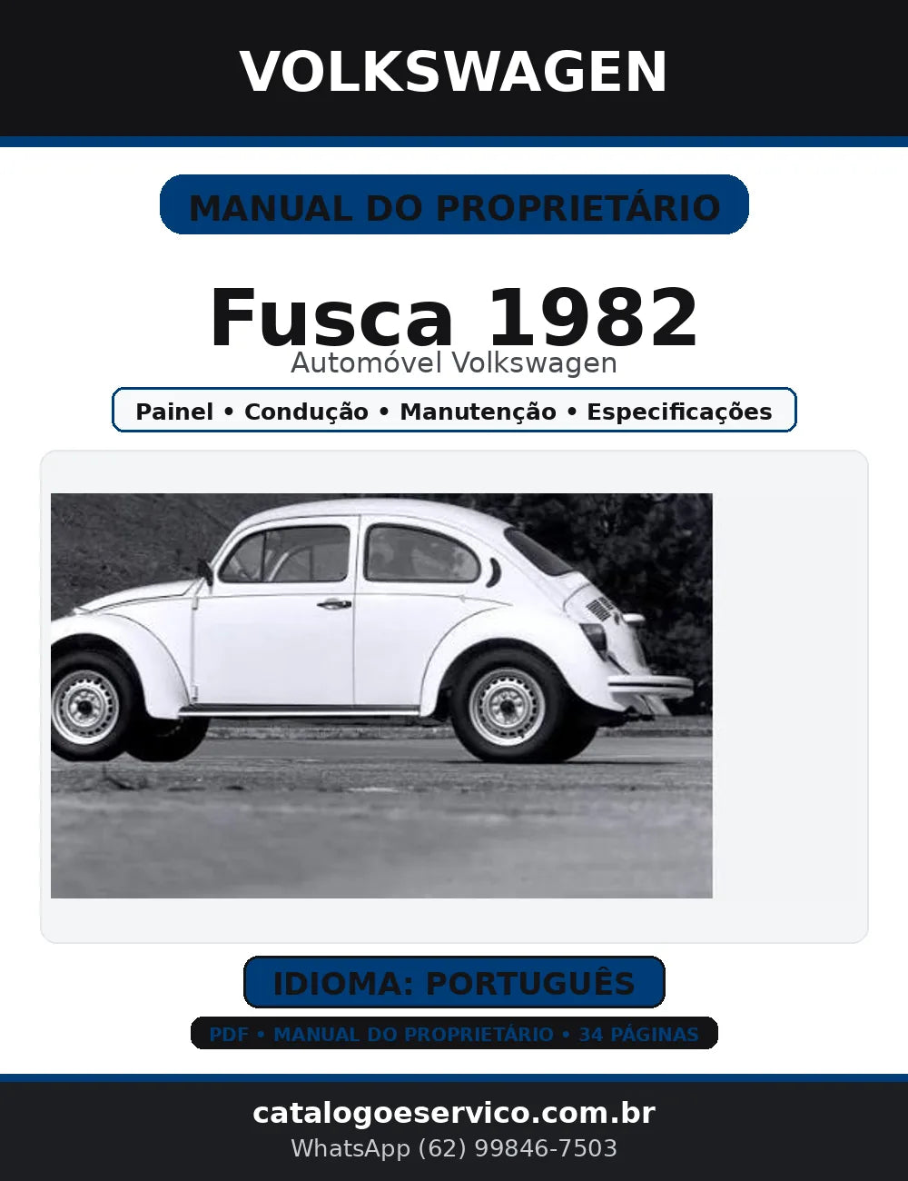 Manual do Proprietário Volkswagen Fusca 1982 — em Português (PDF) — capa