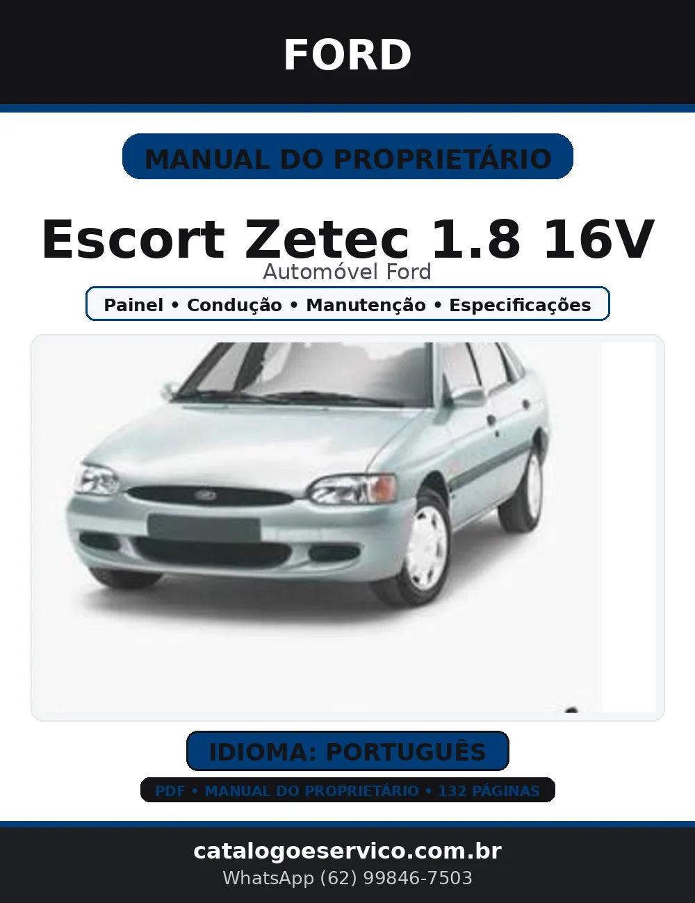 Manual do Proprietário Ford Escort Zetec 1.8 16V — em Português (PDF) — capa